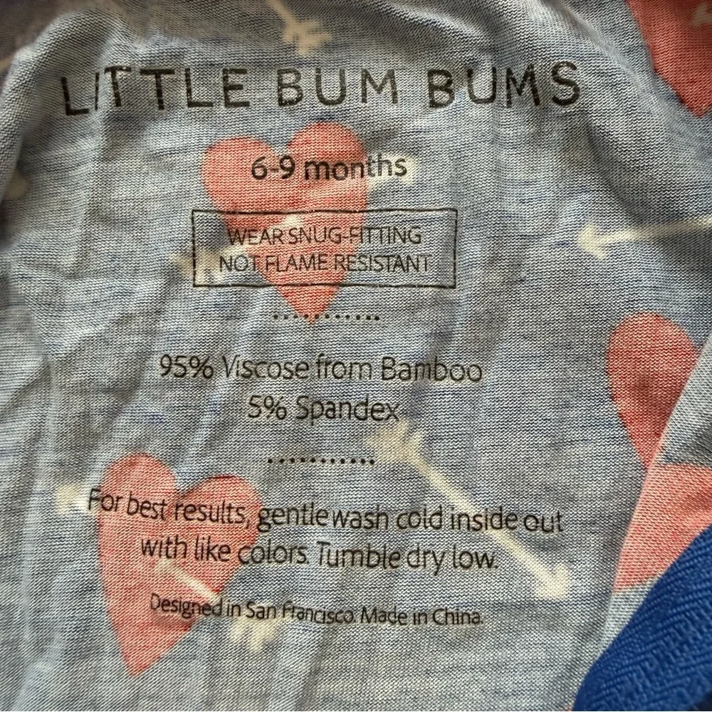 Little Bum Bums Heart Arrow Bamboo Zip Footie‎ 6-9M
